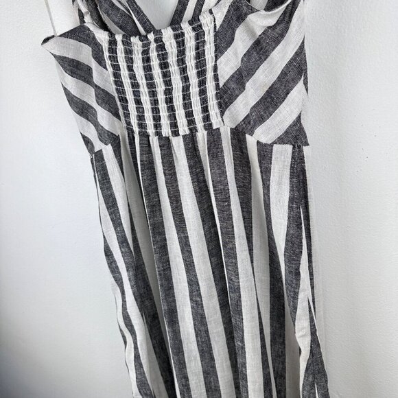 NWT Infinity Raine Love Tree Linen Button Up Stripe V Neck Dress, Size M - Picture 7 of 14